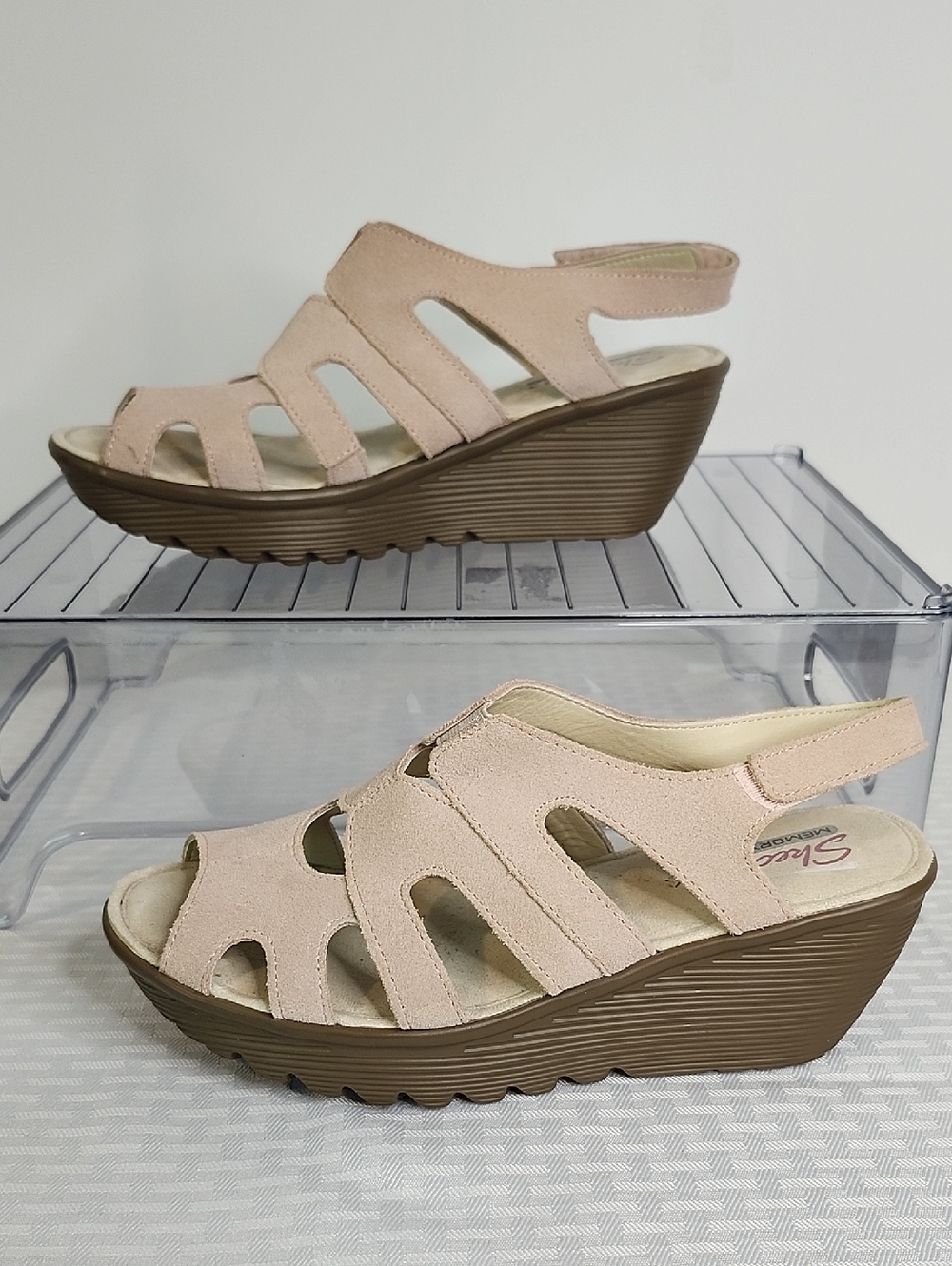 Skechers Wedge Sandals Suede Slingback 8.5